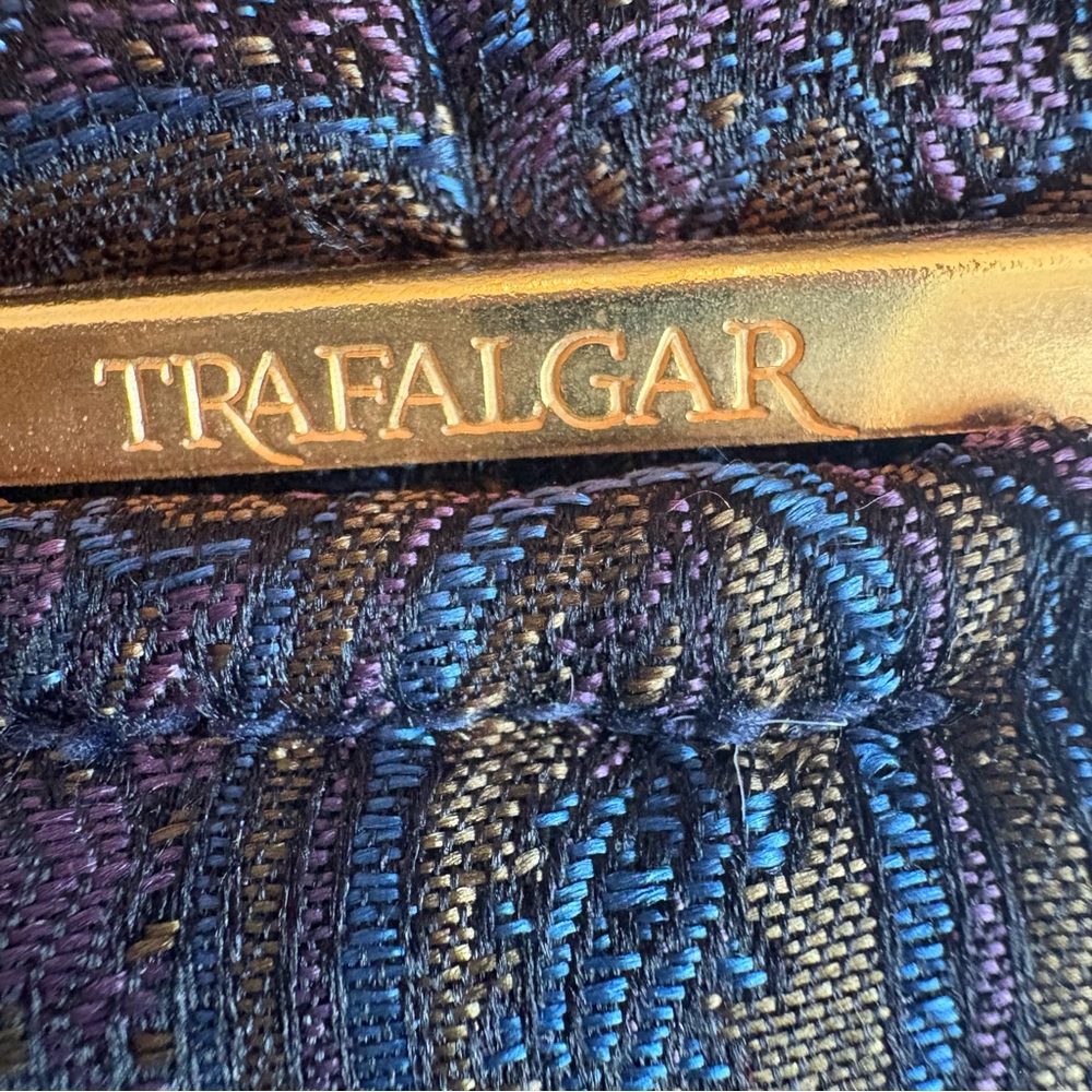 Trafalgar Men’s Suspenders Blue Purple Paisley Floral Print Leather Fittings - Picture 2 of 10